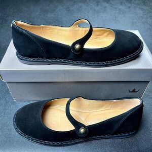 Womens Mary Jane Flats Crown Vintage Famela Size 7.5 Black Suede Cushioned NEW